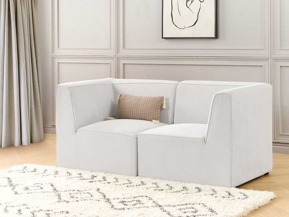Beliani 2 vietų modulinė sofa LEMVIG, balta, velvetas