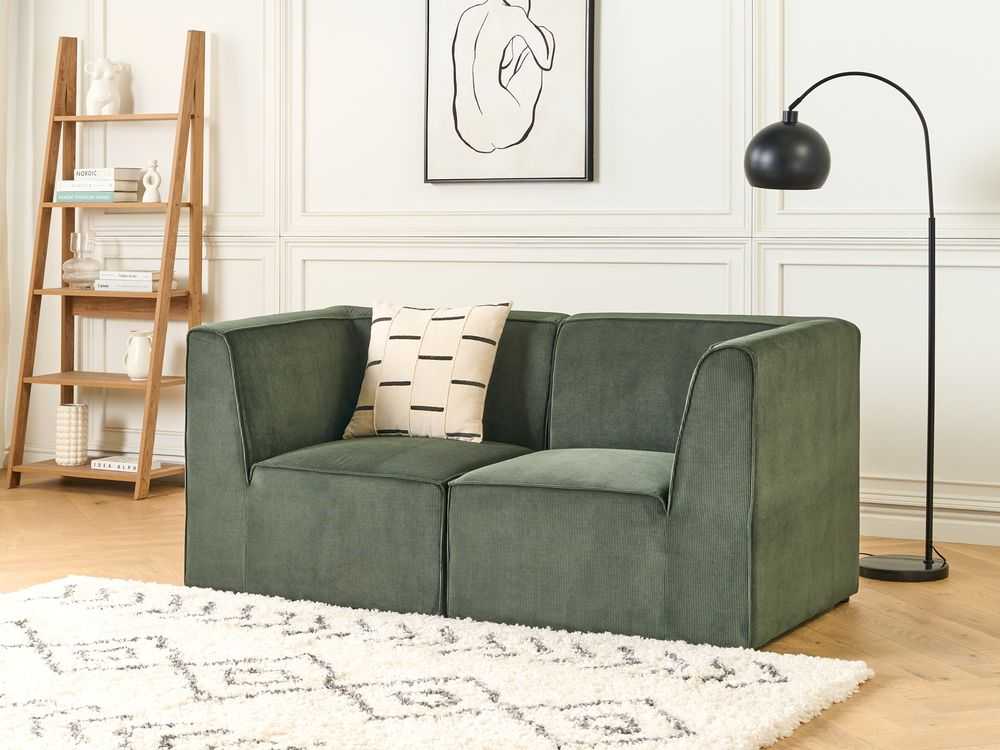 Beliani 2 vietų modulinė sofa LEMVIG, žalia, velvetas