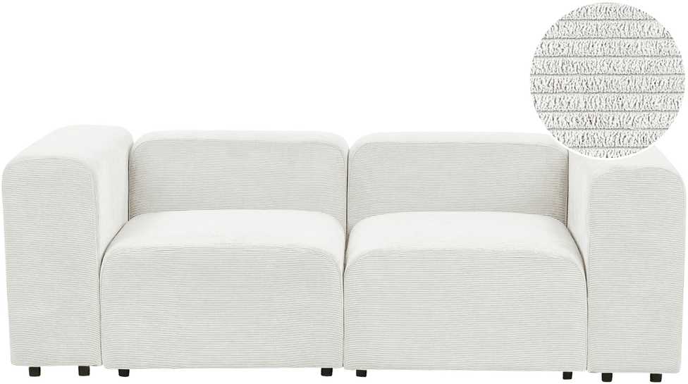 Beliani Modulinė 2 vietų sofa FALSTERBO, balta, velvetas