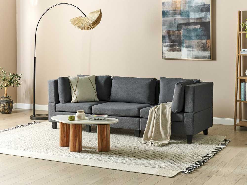 Beliani Modulinė 3 vietų sofa UNSTAD tamsiai pilka