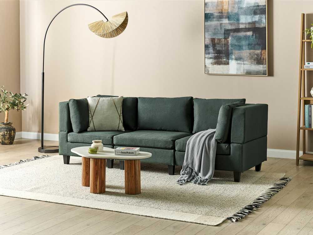 Beliani Modulinė 3 vietų sofa UNSTAD tamsiai žalia