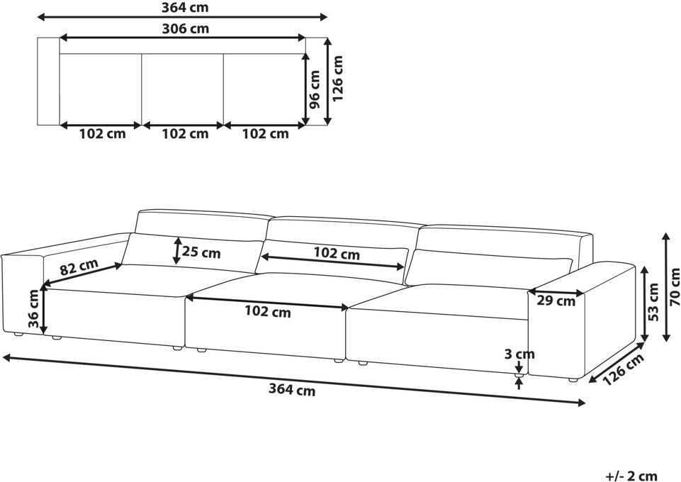 Beliani Trivietė modulinė sofa HELLNAR, pilka