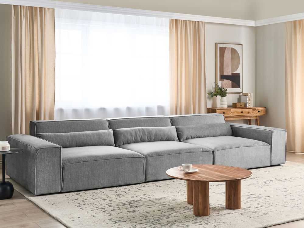 Beliani Trivietė modulinė sofa HELLNAR, pilka