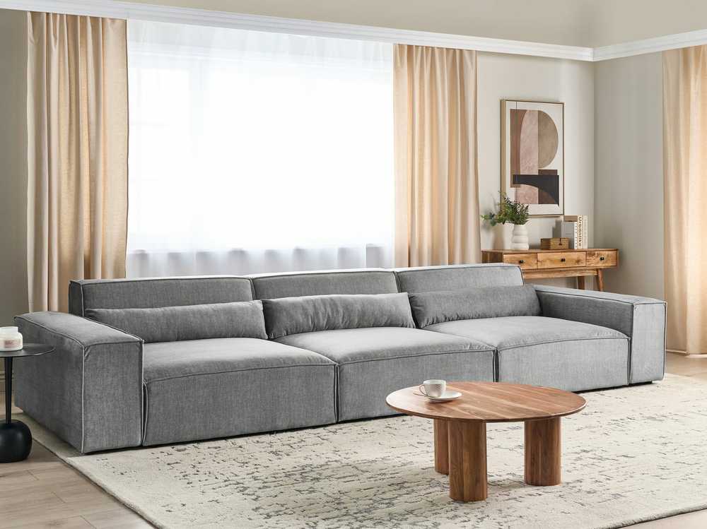 Beliani Trivietė modulinė sofa HELLNAR, pilka