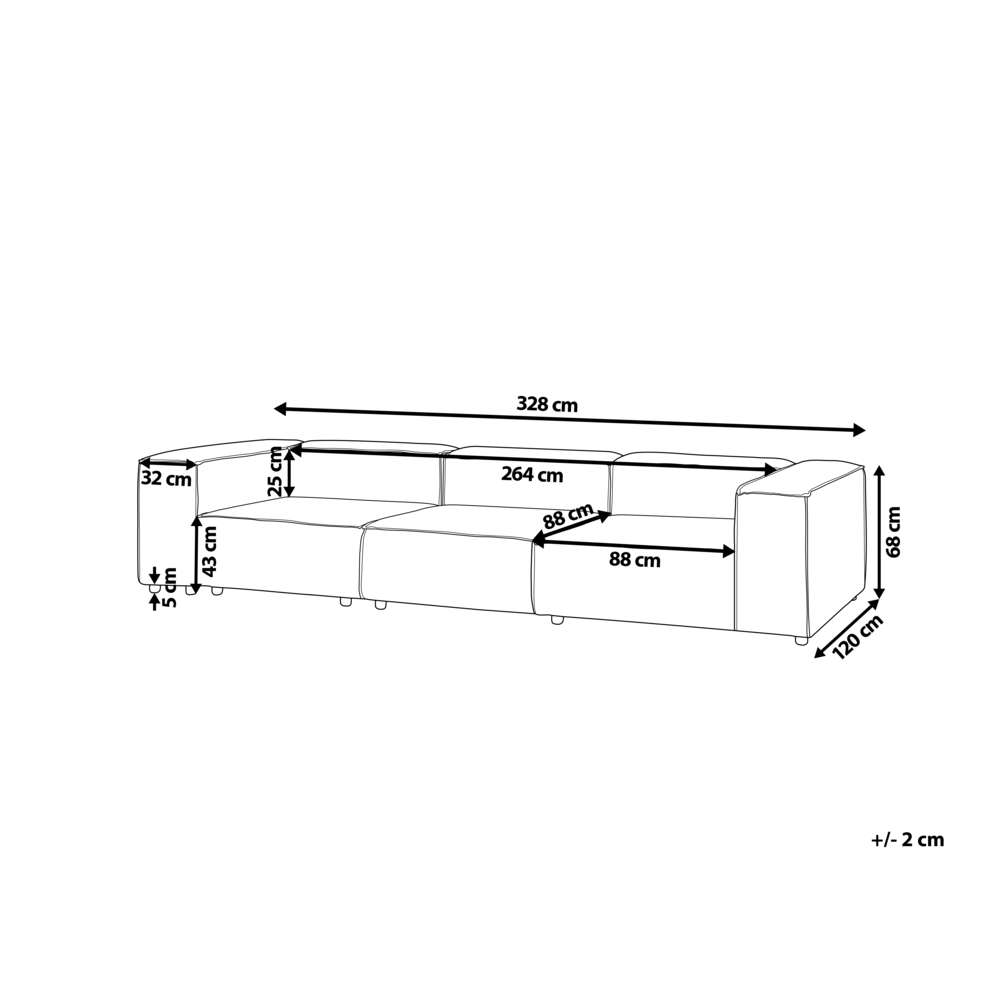 Beliani Trijų vietų modulinė sofa ARDAL smėlio spalvos