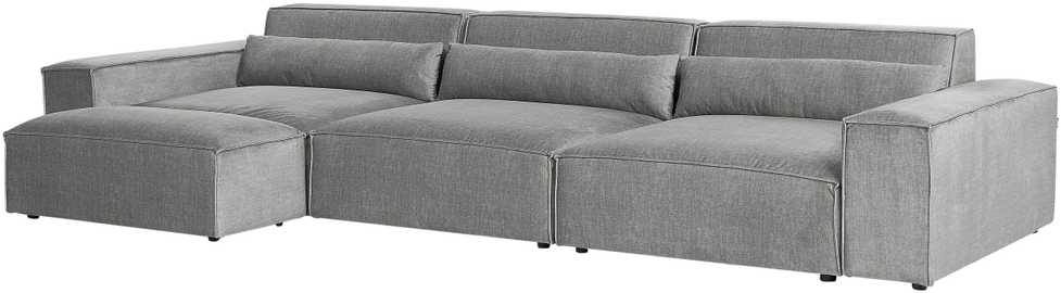 Beliani MODULINĖ 3 vietų sofa HELLNAR pilka su pufas