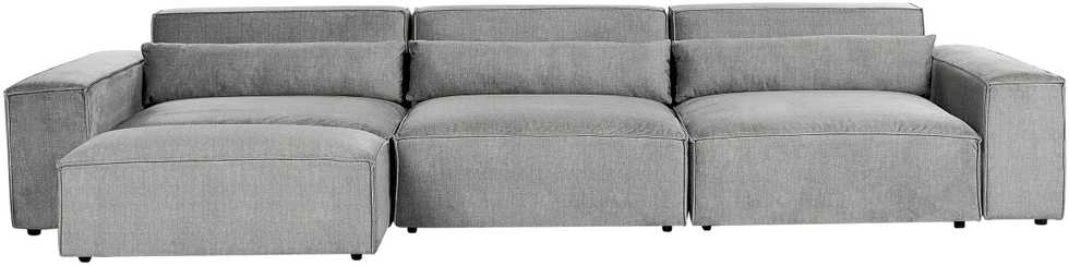 Beliani MODULINĖ 3 vietų sofa HELLNAR pilka su pufas