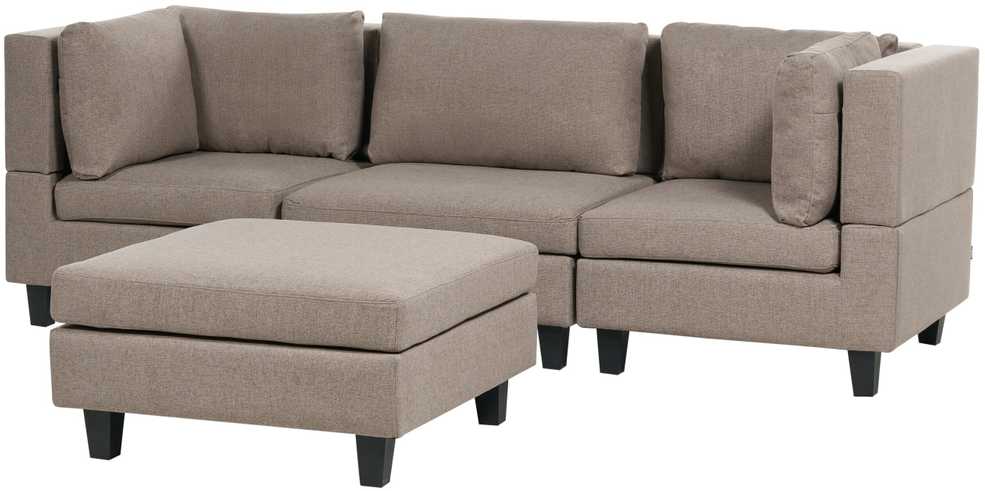 Beliani Modulinė 3 vietų sofa UNSTAD, ruda su pufu