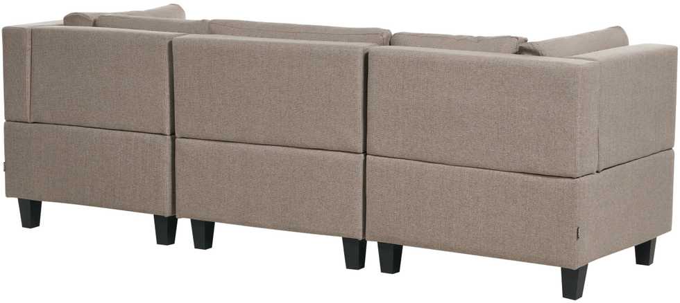 Beliani Modulinė 3 vietų sofa UNSTAD, ruda su pufu