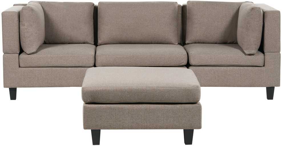 Beliani Modulinė 3 vietų sofa UNSTAD, ruda su pufu