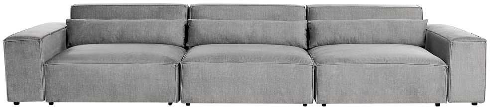 Beliani MODULINĖ 3 vietų sofa HELLNAR pilka su pufas