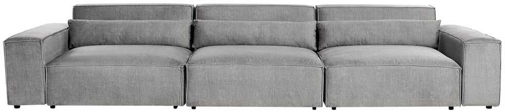 Beliani MODULINĖ 3 vietų sofa HELLNAR pilka su pufas