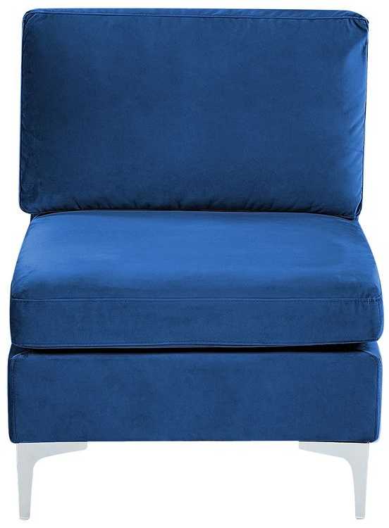 Beliani 3 vietų modulinė sofa EVJA su pufu, tamsiai mėlynas veliūras
