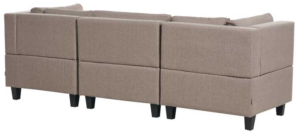 Beliani Modulinė 3 vietų sofa UNSTAD, ruda su pufu