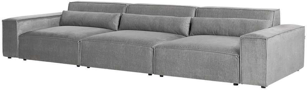 Beliani MODULINĖ 3 vietų sofa HELLNAR pilka su pufas