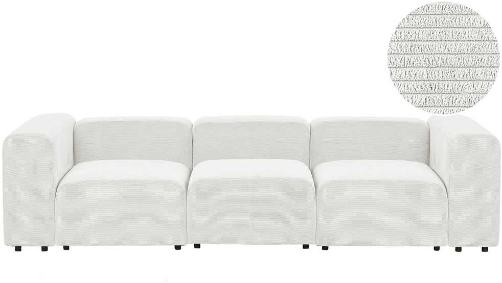 Beliani Modulinė 3 vietų sofa FALSTERBO balta, velvetas