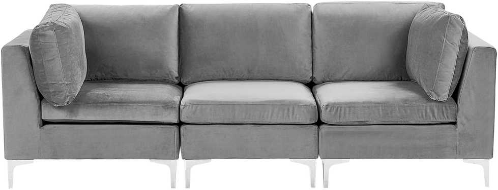 Beliani Trijų vietų modulinė sofa EVJA pilkas veliūras