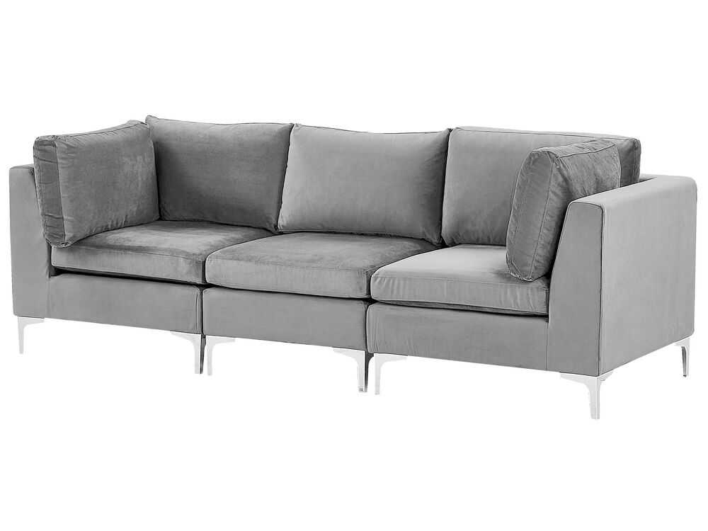Beliani Trijų vietų modulinė sofa EVJA pilkas veliūras