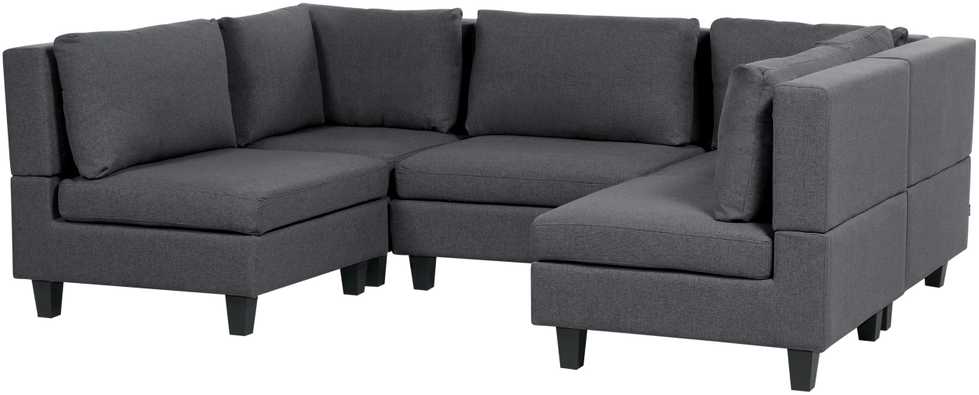 Beliani U formos modulinė sofa 5 asmenims UNSTAD tamsiai pilka