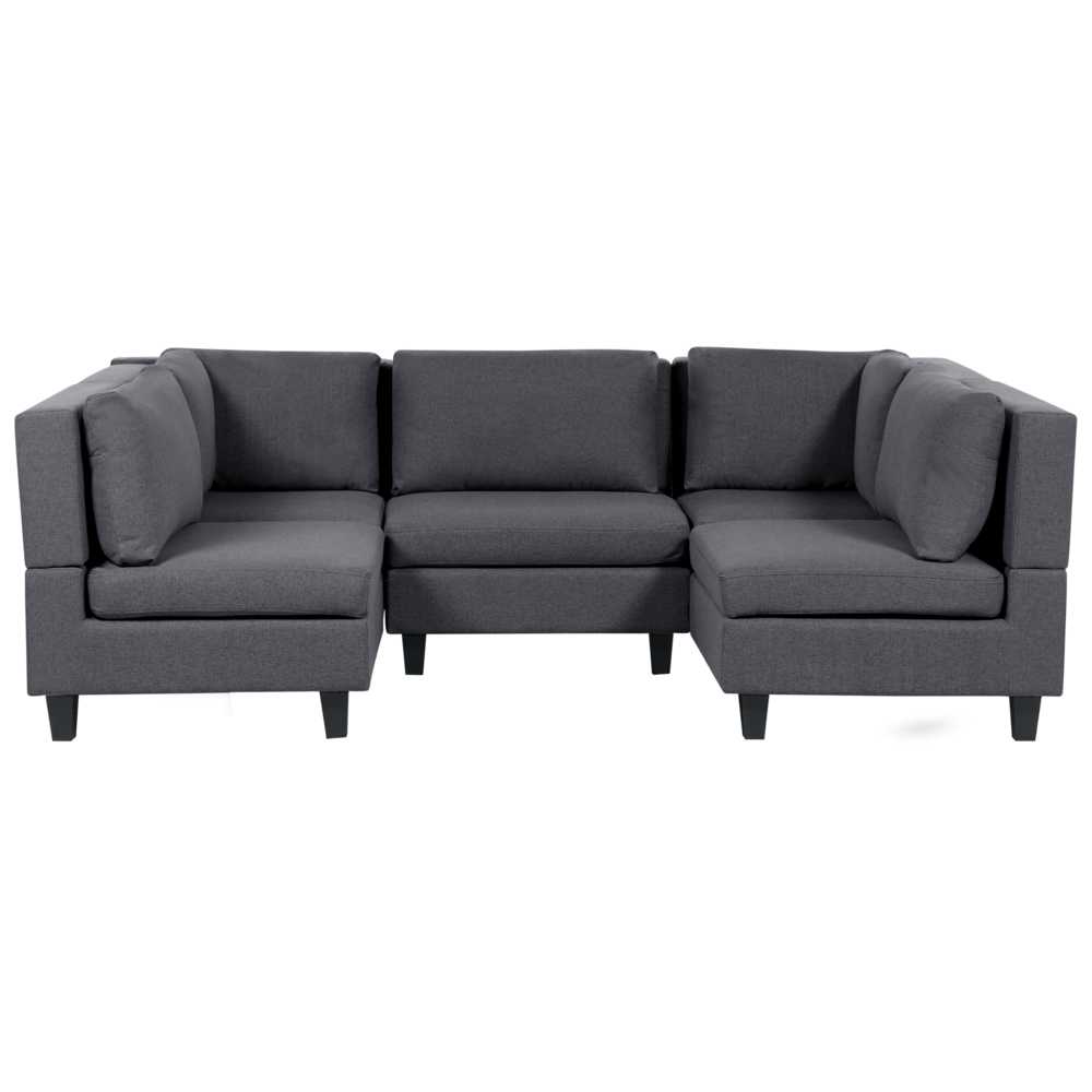 Beliani U formos modulinė sofa 5 asmenims UNSTAD tamsiai pilka