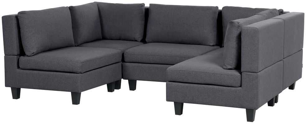 Beliani U formos modulinė sofa 5 asmenims UNSTAD tamsiai pilka