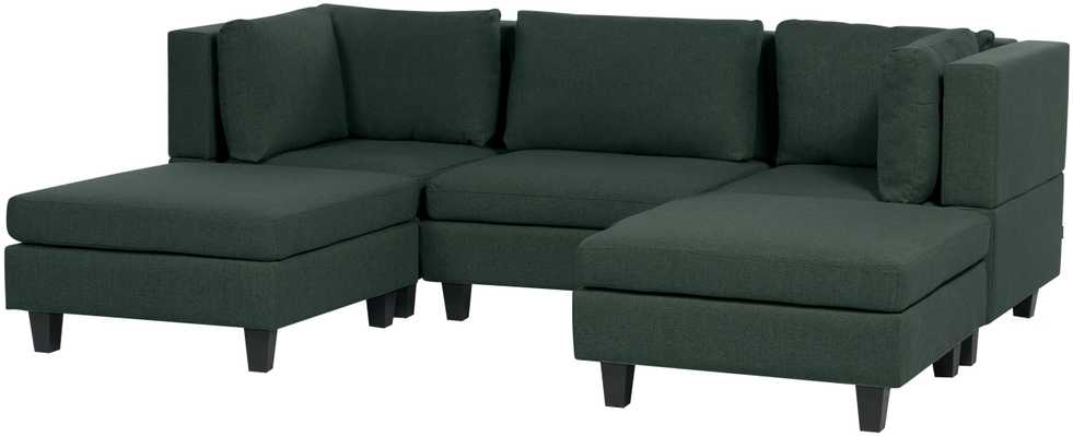 Beliani Penkių vietų modulinė sofa U formos UNSTAD tamsiai žalia