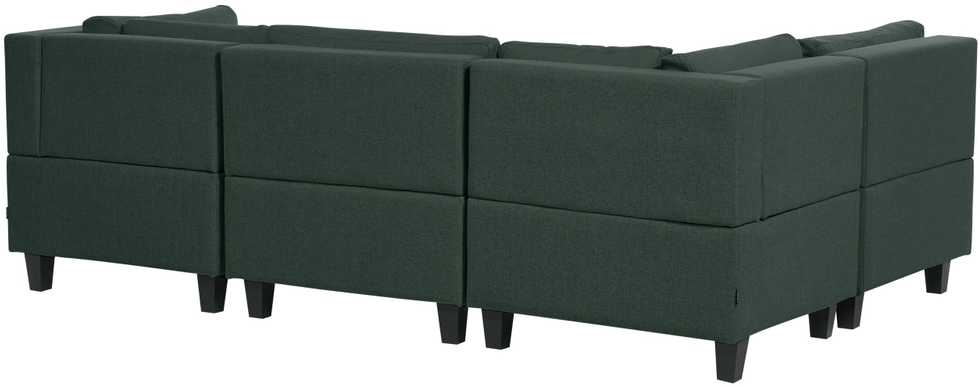 Beliani Penkių vietų modulinė sofa U formos UNSTAD tamsiai žalia
