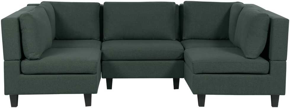 Beliani Penkių vietų modulinė sofa U formos UNSTAD tamsiai žalia