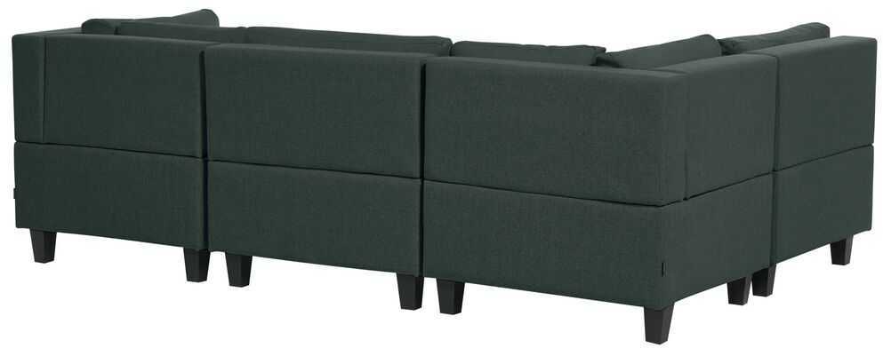 Beliani Penkių vietų modulinė sofa U formos UNSTAD tamsiai žalia