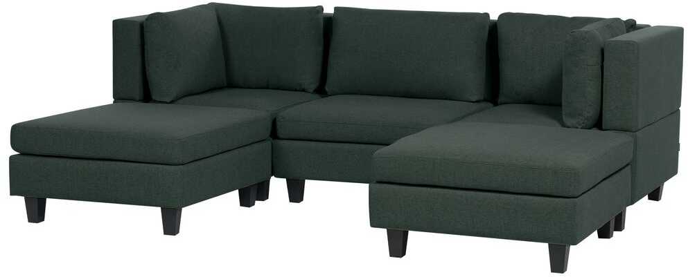 Beliani Penkių vietų modulinė sofa U formos UNSTAD tamsiai žalia