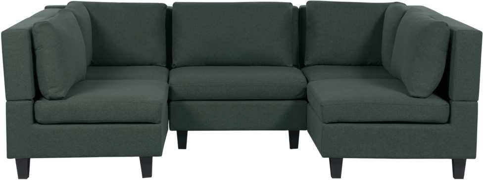 Beliani Penkių vietų modulinė sofa U formos UNSTAD tamsiai žalia