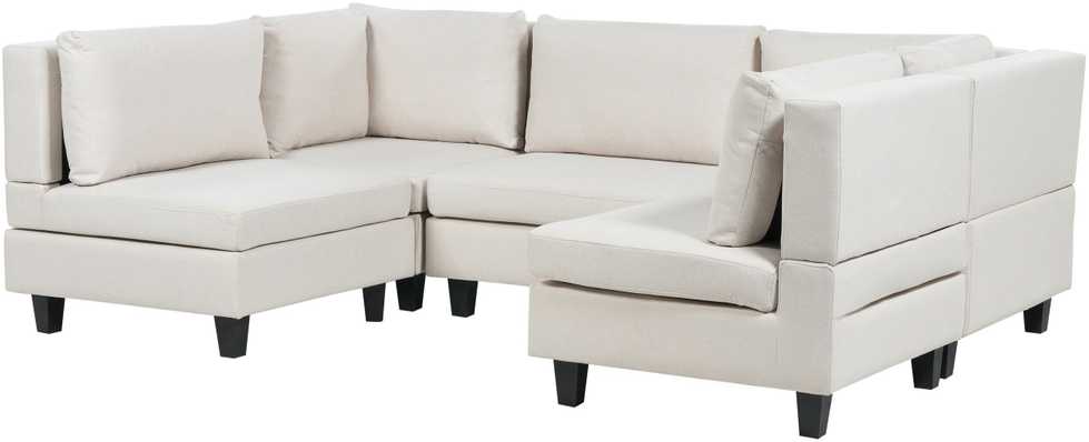 Beliani U formos modulinė sofa 5 asmenims UNSTAD šviesiai smėlio spalvos