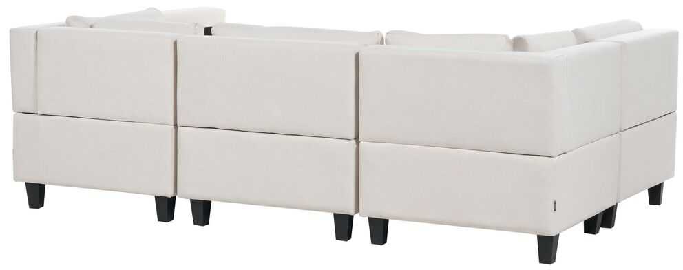 Beliani U formos modulinė sofa 5 asmenims UNSTAD šviesiai smėlio spalvos