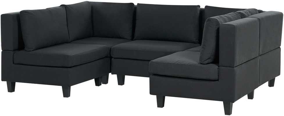 Beliani Modulinė U formos sofa 5 asmenims UNSTAD Juoda
