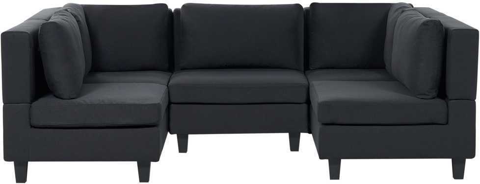 Beliani Modulinė U formos sofa 5 asmenims UNSTAD Juoda