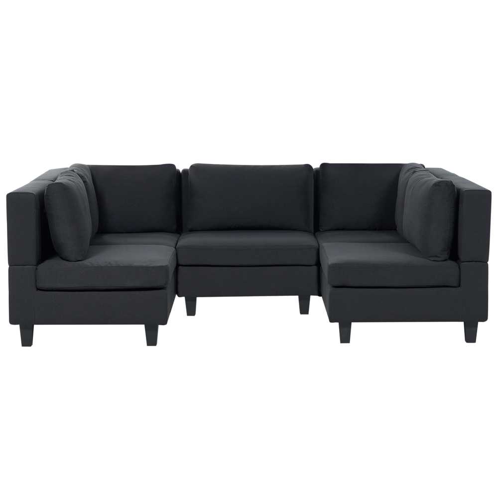 Beliani Modulinė U formos sofa 5 asmenims UNSTAD Juoda