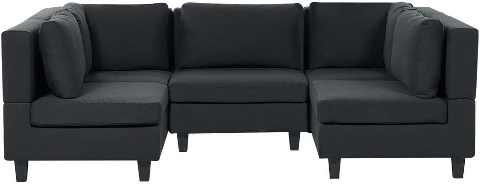 Beliani Modulinė U formos sofa 5 asmenims UNSTAD Juoda