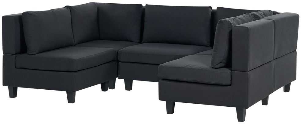 Beliani Modulinė U formos sofa 5 asmenims UNSTAD Juoda
