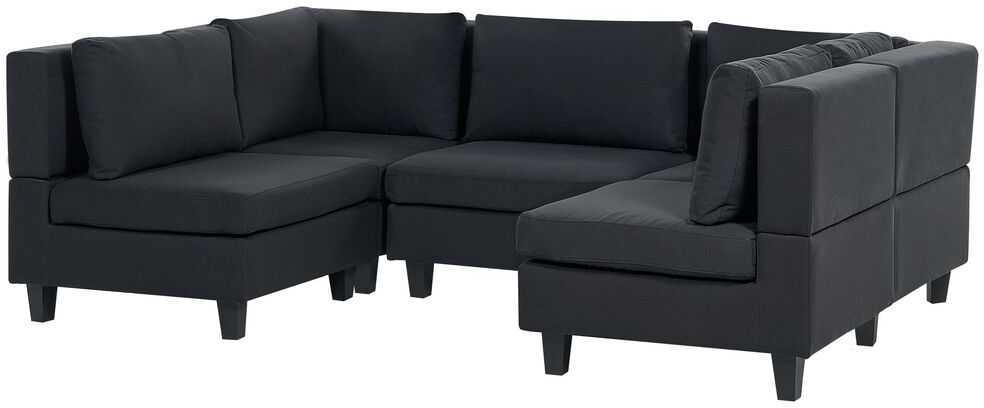 Beliani Modulinė U formos sofa 5 asmenims UNSTAD Juoda