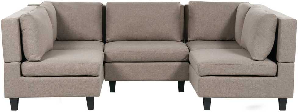Beliani Modulinė U formos sofa 5 asmenims UNSTAD ruda