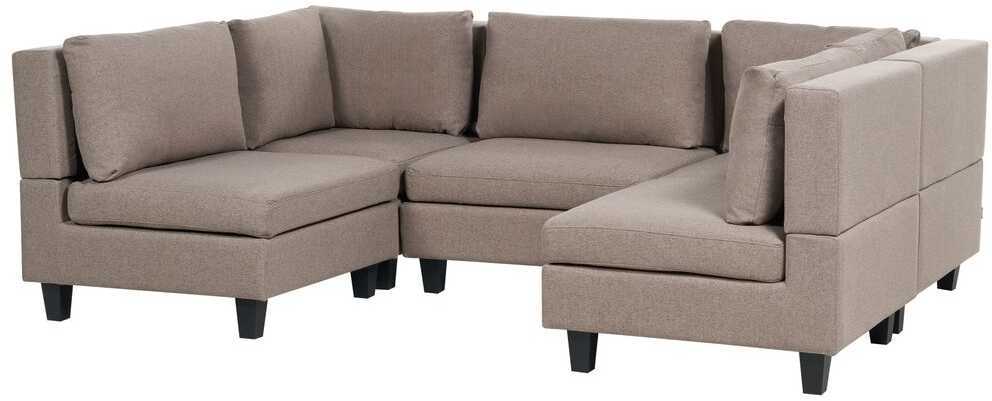 Beliani Modulinė U formos sofa 5 asmenims UNSTAD ruda