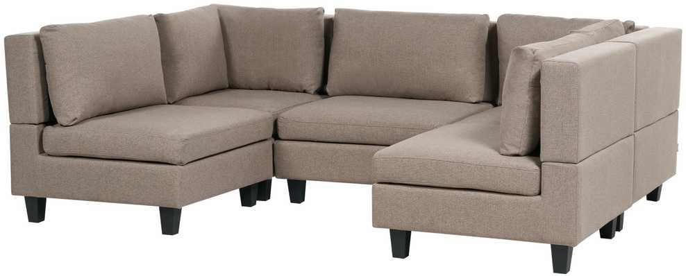 Beliani Modulinė U formos sofa 5 asmenims UNSTAD ruda