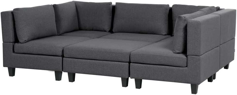 Beliani Modulinė U formos sofa 5 asmenims UNSTAD tamsiai pilka su otomane