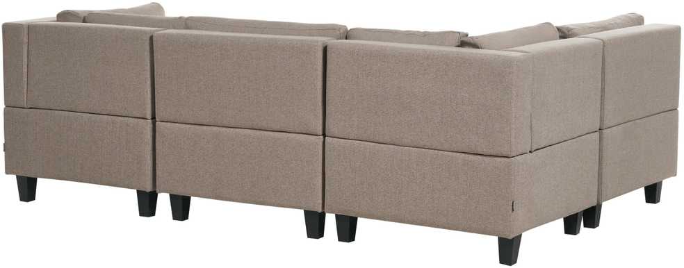 Beliani U formos modulinė sofa 5 asmenims UNSTAD ruda su pufu