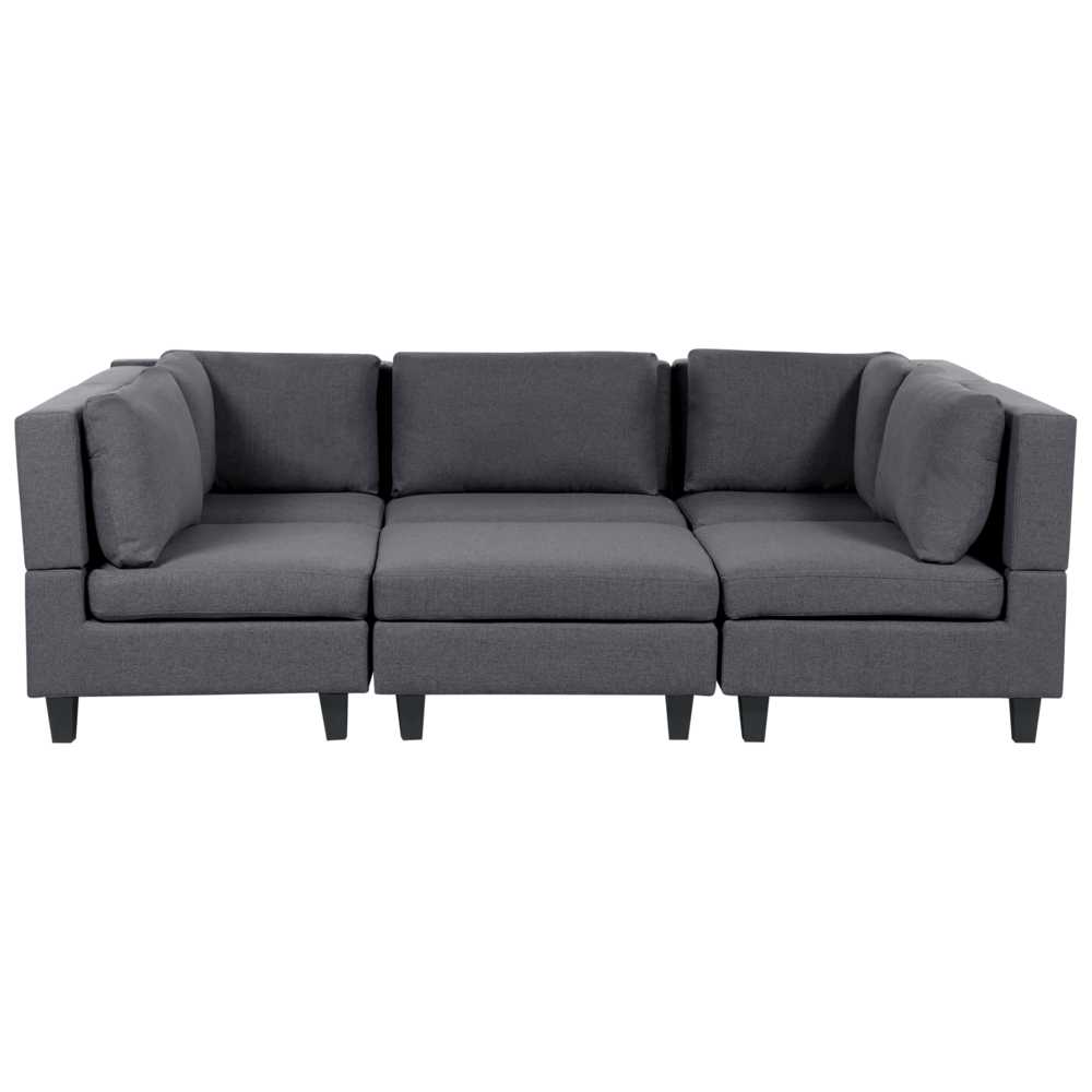 Beliani Modulinė U formos sofa 5 asmenims UNSTAD tamsiai pilka su otomane