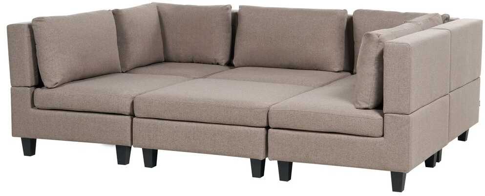 Beliani U formos modulinė sofa 5 asmenims UNSTAD ruda su pufu