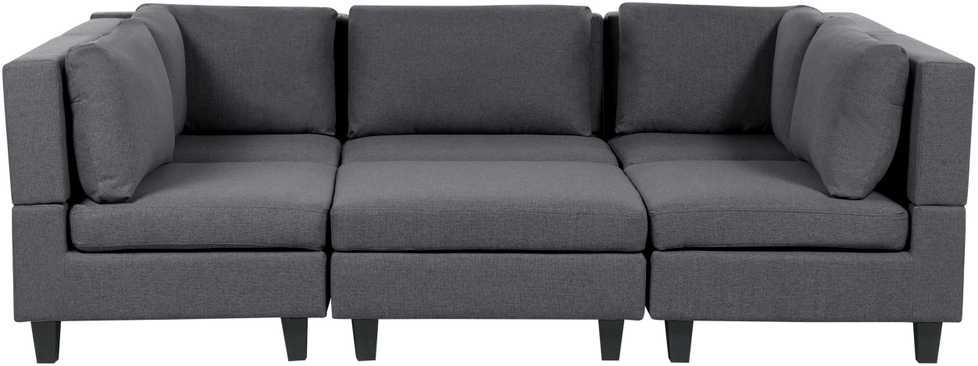 Beliani Modulinė U formos sofa 5 asmenims UNSTAD tamsiai pilka su otomane