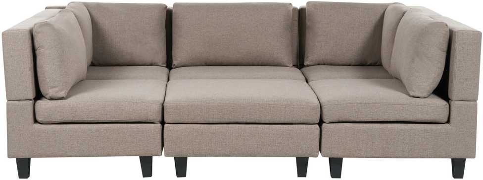 Beliani U formos modulinė sofa 5 asmenims UNSTAD ruda su pufu