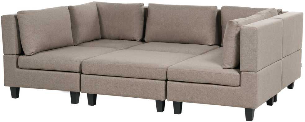 Beliani U formos modulinė sofa 5 asmenims UNSTAD ruda su pufu