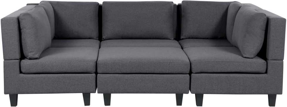 Beliani Modulinė U formos sofa 5 asmenims UNSTAD tamsiai pilka su otomane
